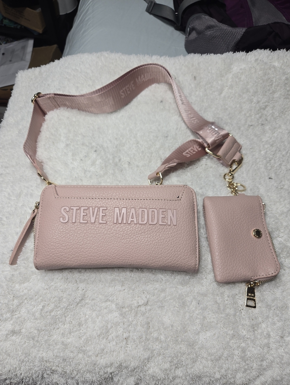 Steve Madden Pink Crossbody Wallet Bag With Coin Purse New - Picture 3 of 12
